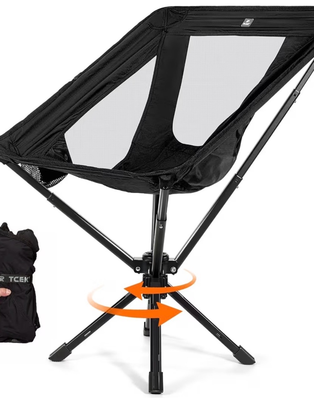 TCEK Portable Swivel Camping Chairs, NIB - Black